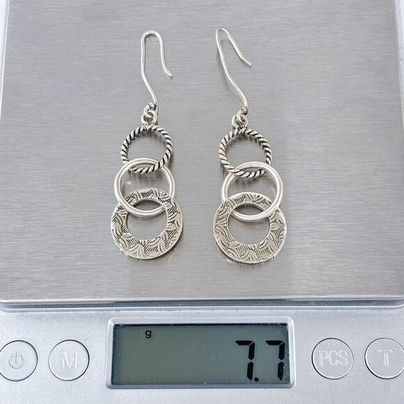 Estate Silpada Sterling Silver 925 Oxidized Triple Threat Dangle Earrings W1616 - Picture 6 of 6
